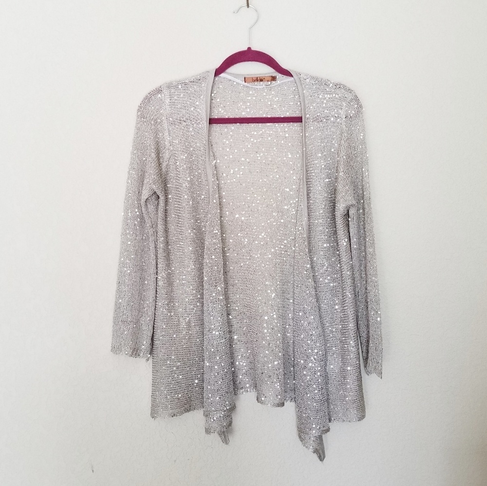 🛍 BELLDINI Silver Sparkly Drape Cardigan